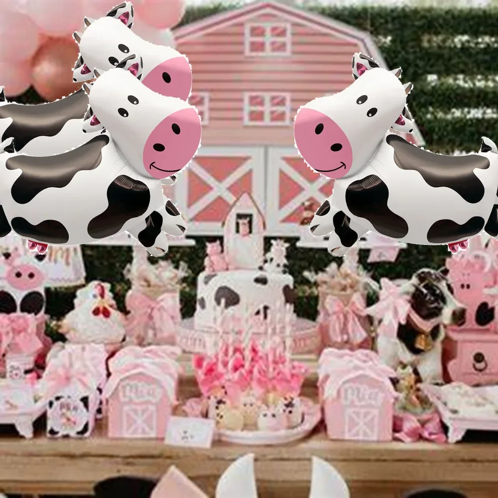 2 قطعة بالونات رقائق البقرة على شكل بقرة بالون هيليوم لمزرعة حفلة عيد ميلاد الديكور استحمام الطفل مزرعة الحيوان موضوع لوازم الحفلات