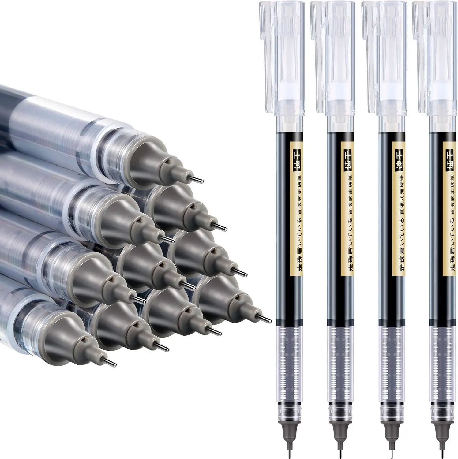 

Rolling Ball Pens 0.5 mm Fine Point Quick Drying Liquid Ink Smooth Writing for Office School Supplies Black 12 Pack
