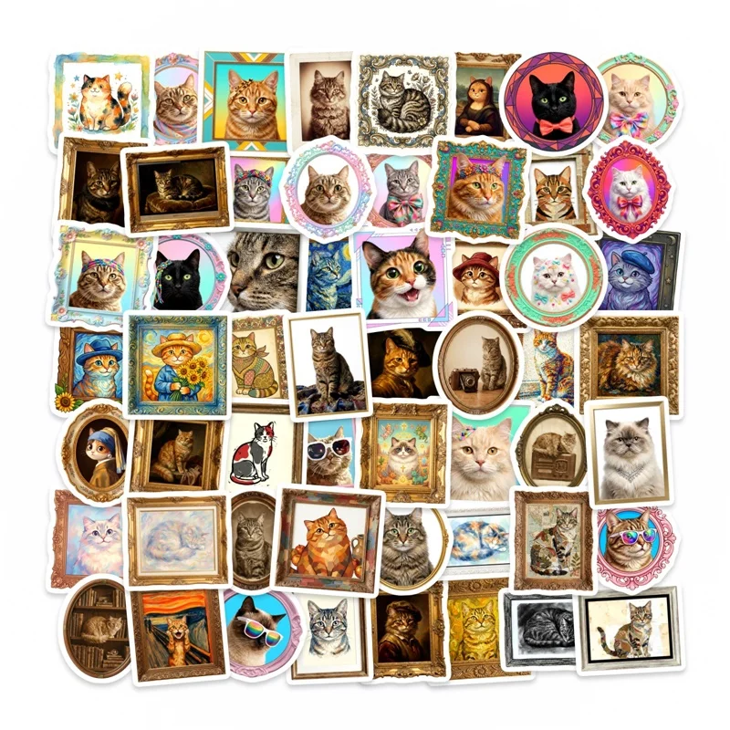 

10/30/50PCS Cat Art Photography Sticky PVC Sticker DIY Laptop Luggage Skateboard Colored Decoration Scrapbooking for Kids