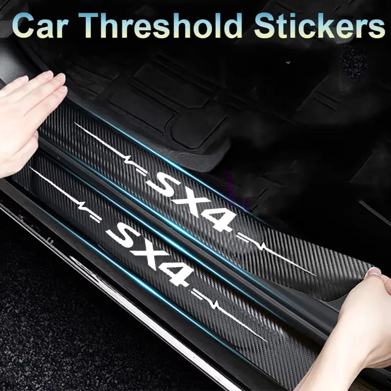 For Suzuki SX4 Logo Car Door Sills Stickers Anti Scratch Tape Protective AutoTrunk Threshold Decals Waterproof Accessories