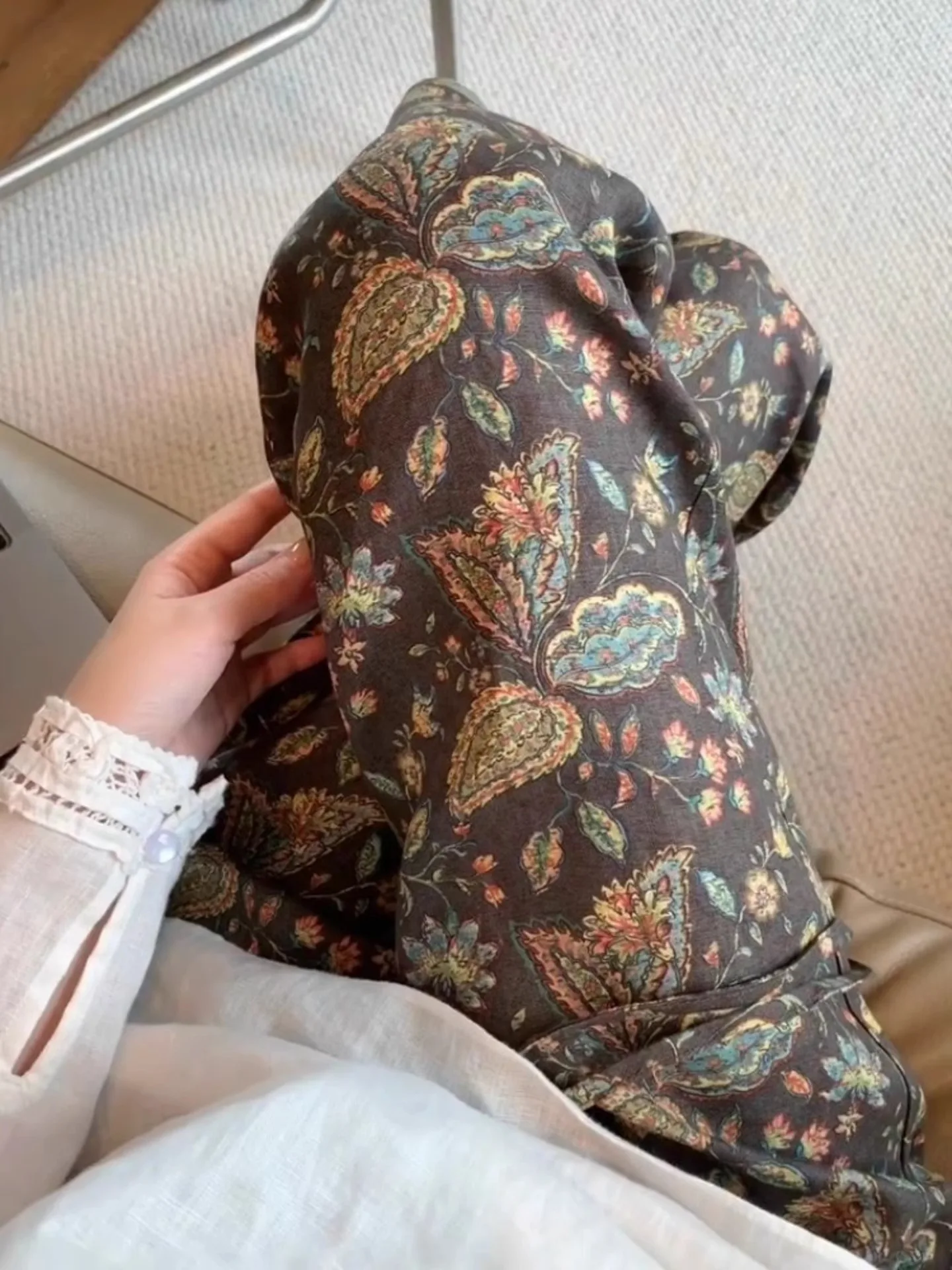 

Ele широкие брюки женские летние тонкие повседневные длинные брюки с высокой талией для поездок на работу Sle модные повседневные брюки с принтом