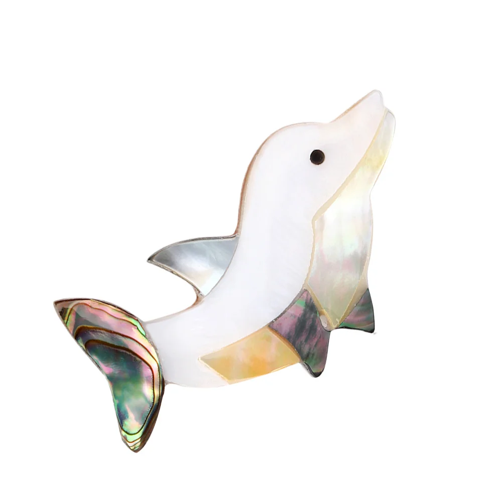 

Dolphin Shaped Breastpin Animal Brooch Natural Shell Quality Workmanship Long Term Use Simple Lovely Shape Creative Accessory