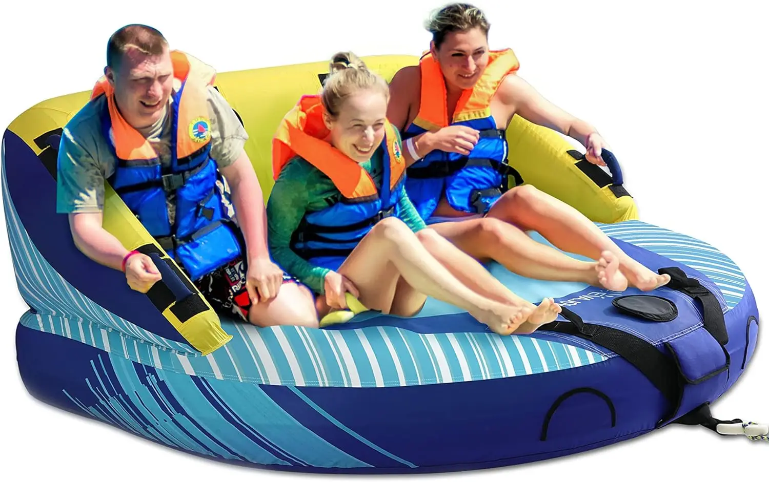 

EVAJOY 3 Person Towable Tube for Boating, Inflatable Towable Tubes for Boats 1-3 Rider, Water Sports Tube with Dual