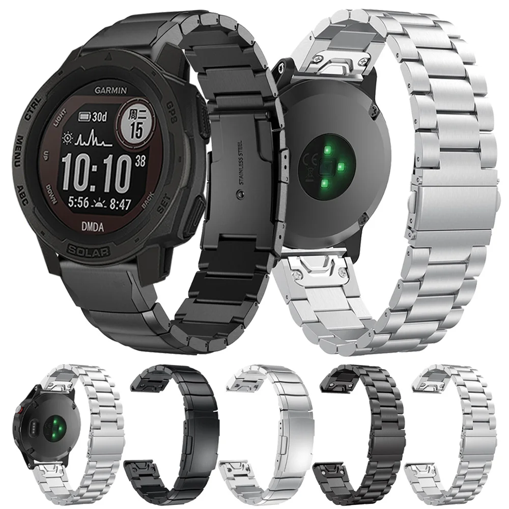 ステンレスメタルブレスレット,Garmin forerunner 955 745 945 lte s62 s60/instinct 2 45mm,22/26mm用