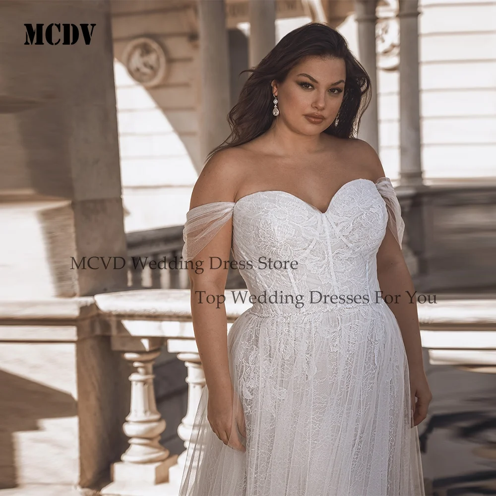 MCDV dentelle luxe robes de mariée mariée grande taille femmes épaules nues Applique chérie robe de mariée 2026 personnalisé