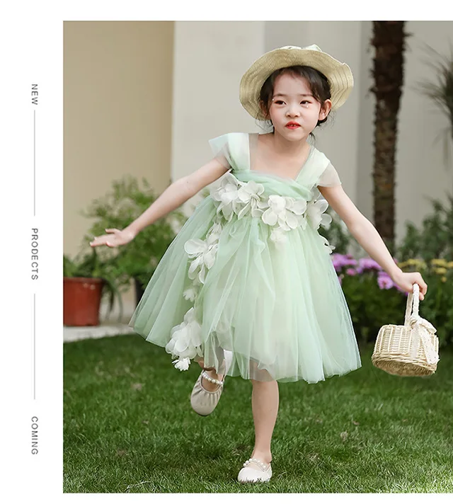 vero moda evening dresses Champagne Tulle Spaghetti Straps Pearls Embroidery Wedding Flower Girl main image 1