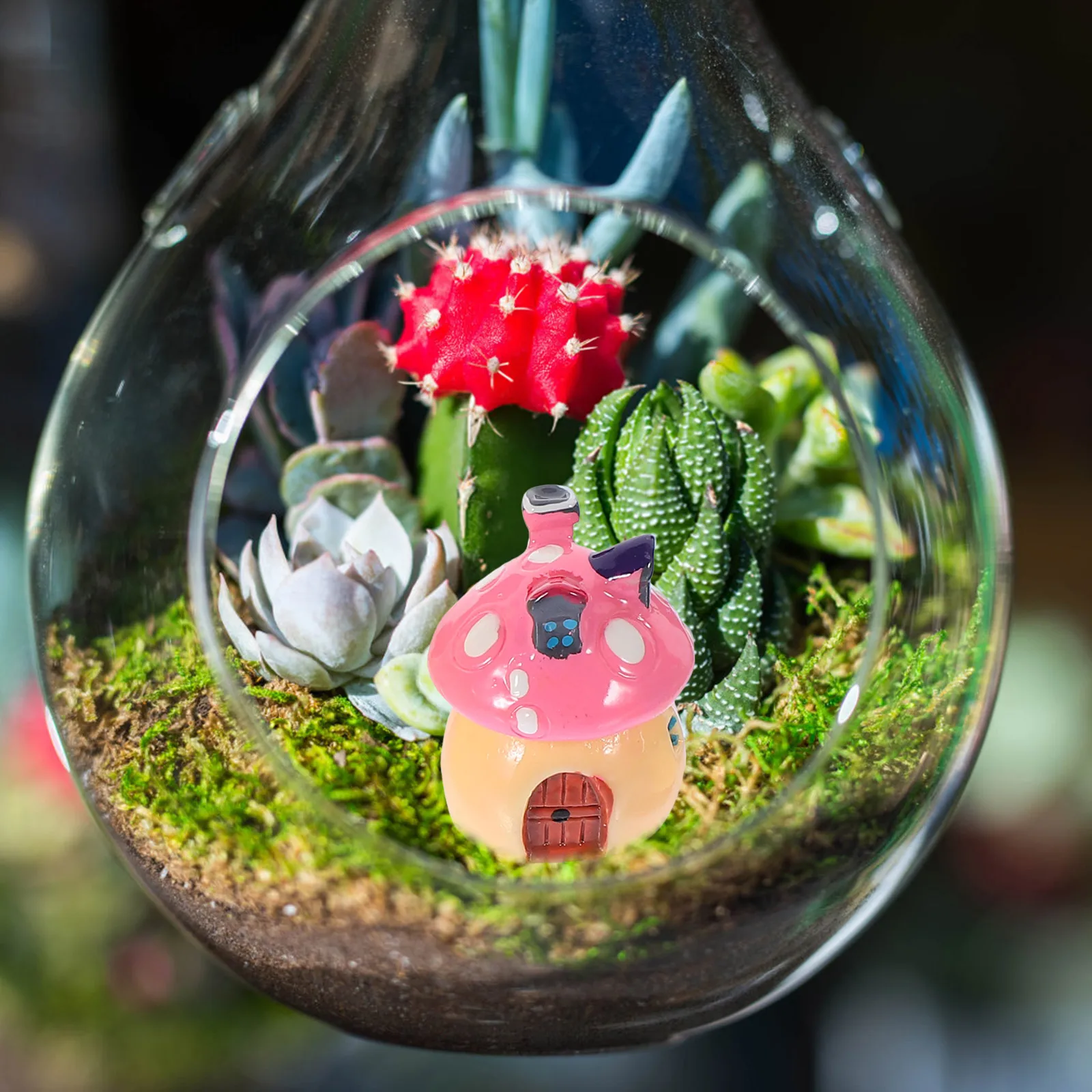 

4Pcs Mini Mushroom House Resin Ornaments Garden Desktop Decoration Micro Landscape Accessories Fairy Home Decor