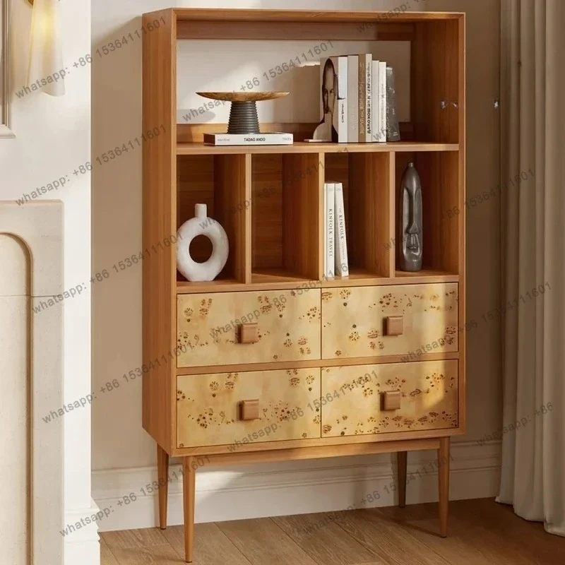 

Medieval Style Solid Wood Bark Bookcase French Retro Style Designer Home Creative Living Room Study Storage Bookshelf