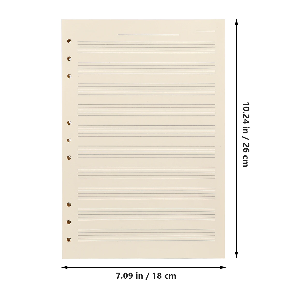 100 hojas de papel para manuscrito musical, recambio de cuaderno, cuadernos para el trabajo, personal de músicos, papel de repuesto para personal