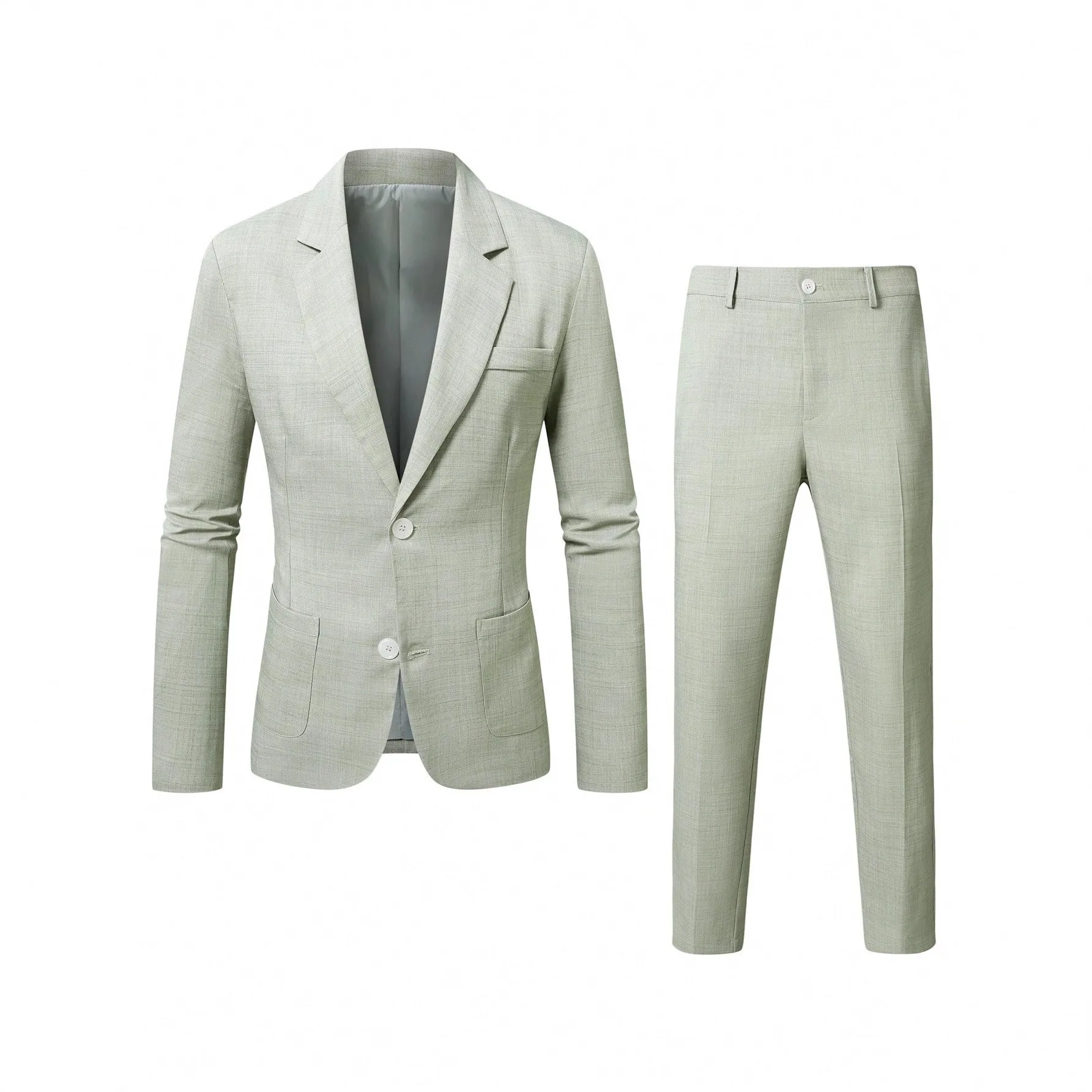 Notch Lapel Suit Regular Fit Business Casual with Single Breasted Two Button Front Button Front Office Wear Suit for Men