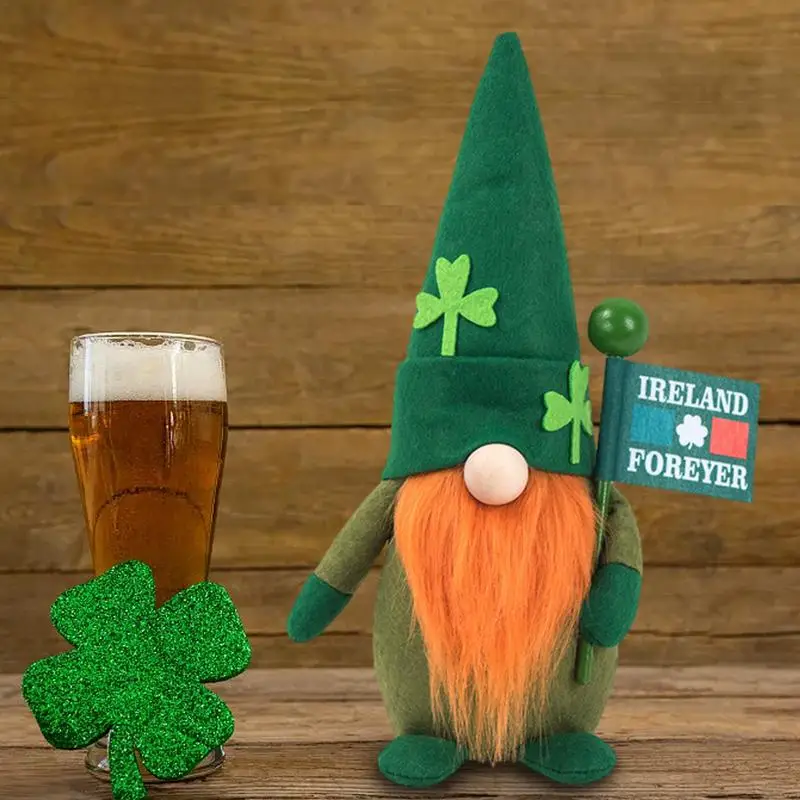 Św. Patryk krasnale dekoracje na dzień zielone Irish Lerechaun Tomte Elf ozdoby Irish dekoracje na dzień św. Patryk