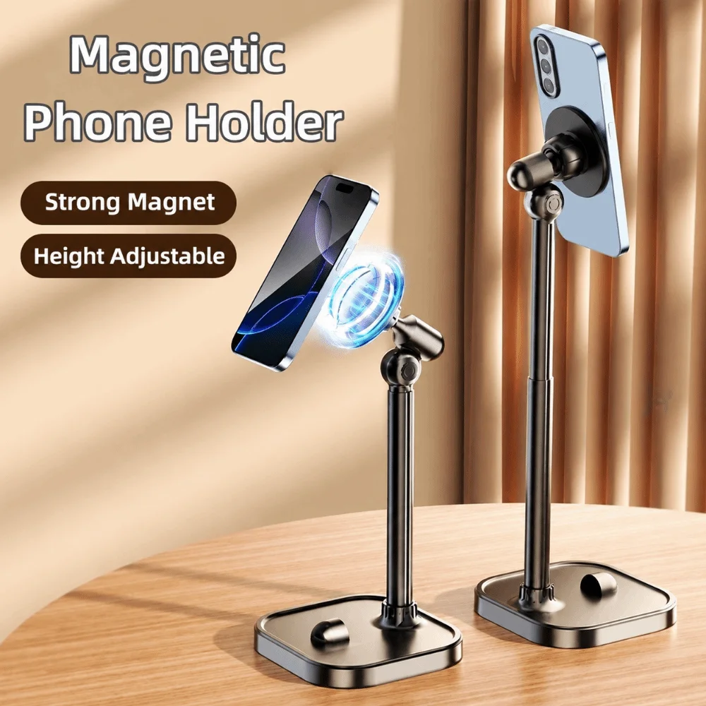 

New Magnetic Cell Phone Stand Multi-Uses 540 Degree Rotatable Phone Holder Adjustable Height Desktop Stand for TV Viewing