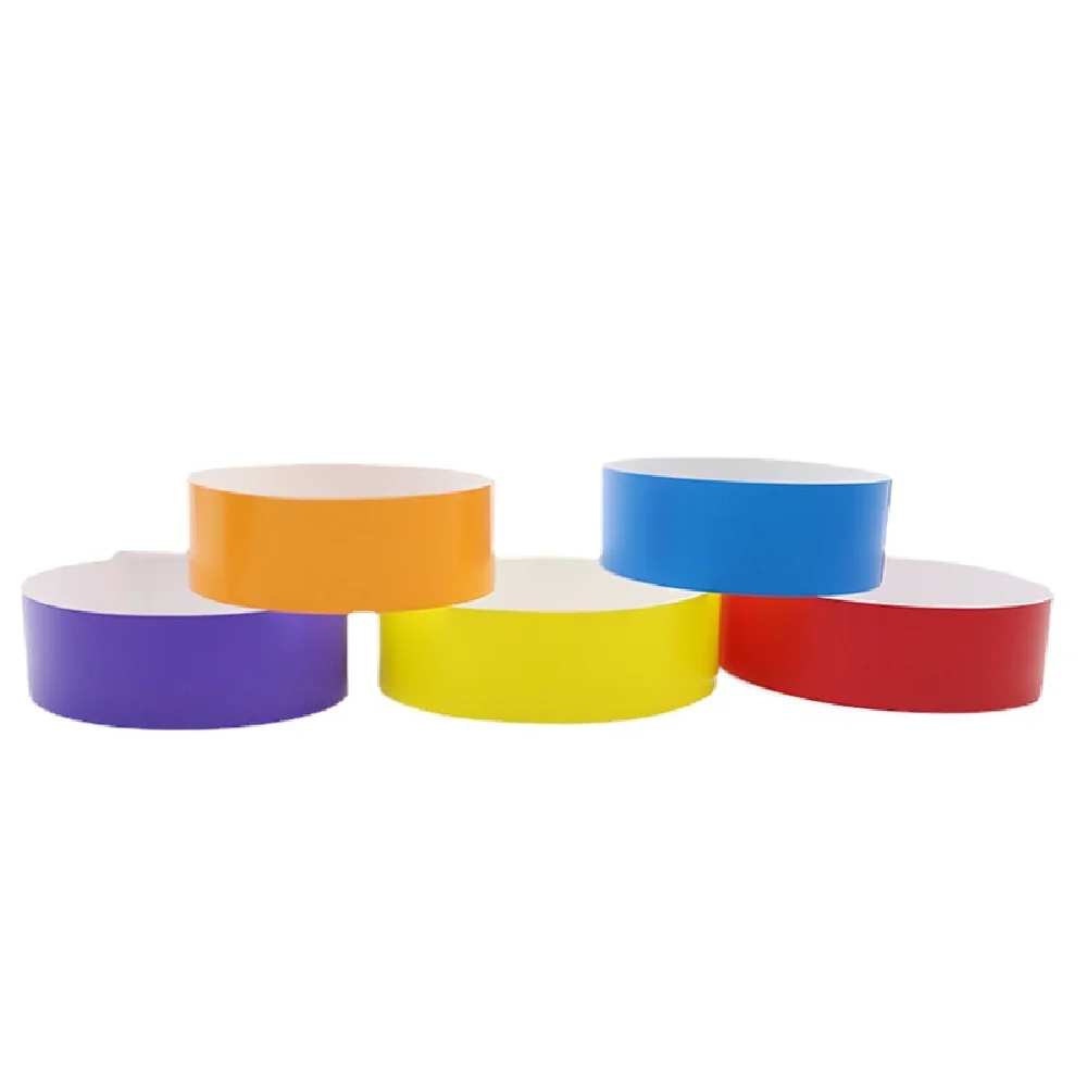 New 100/200pcs Party Paper Bracelet Synthetic Paper Plastic for Tyvek Wristbands Sticky Wristband Print Pattern Party Wristbands