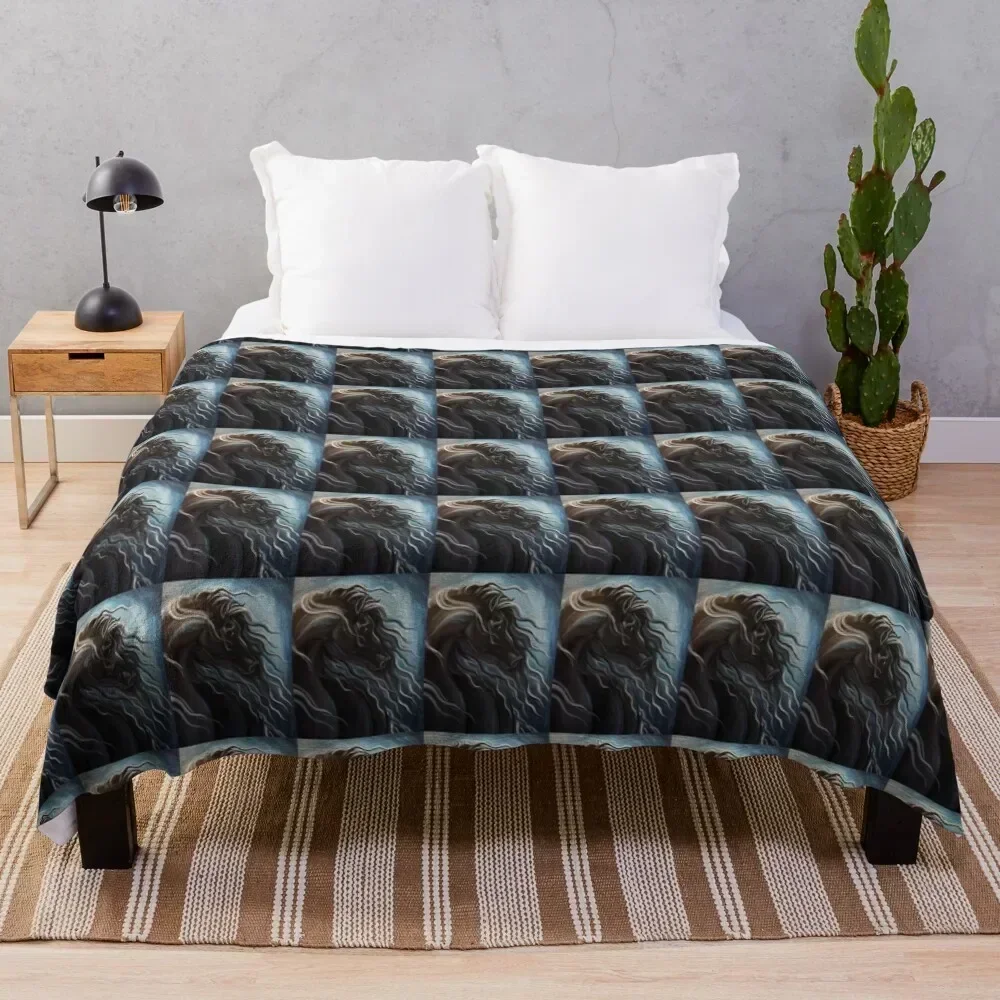 

Friesian Storm Throw Blanket Soft Breathable Blanket for Night Sleeping
