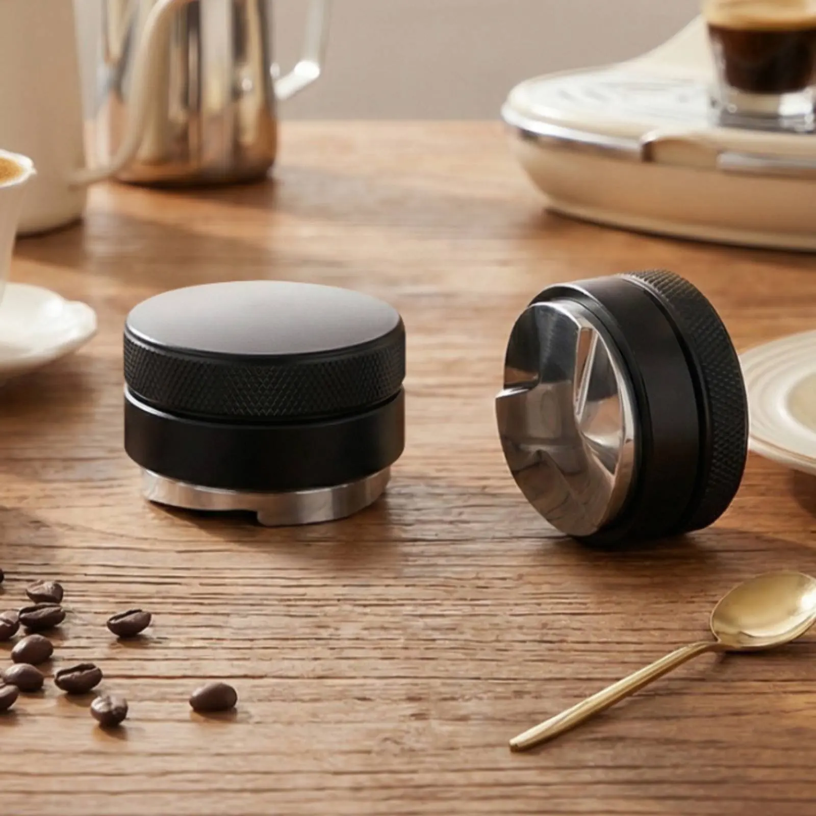 Espresso Tamper Set Calibrated Weighted Tamper Coffee Tamping Kit Easy to Use Polished Finish for Cafe