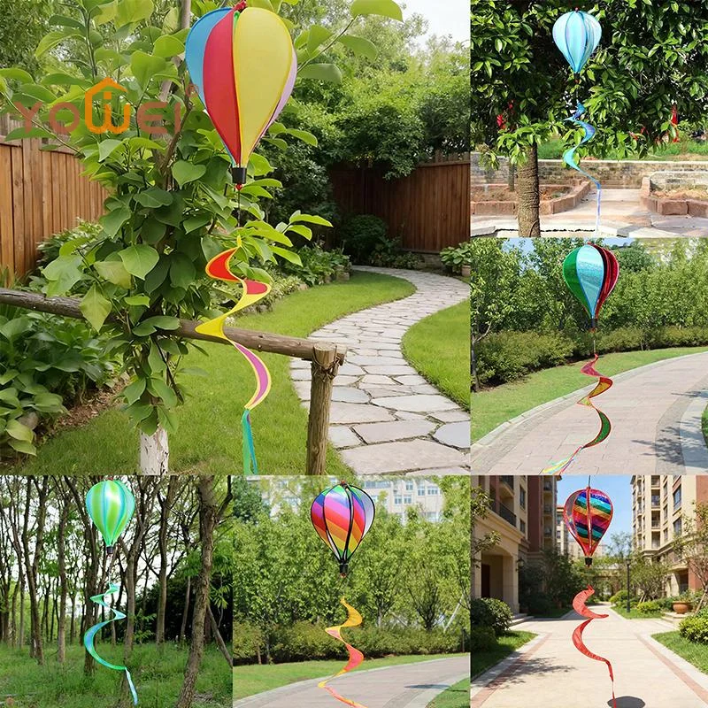 Latest Hot Air Balloon Wind Spinner Rainbow Hanging Wind Twister Outdoor Windmill Garden Yard Home Festival Celebration Balloon
