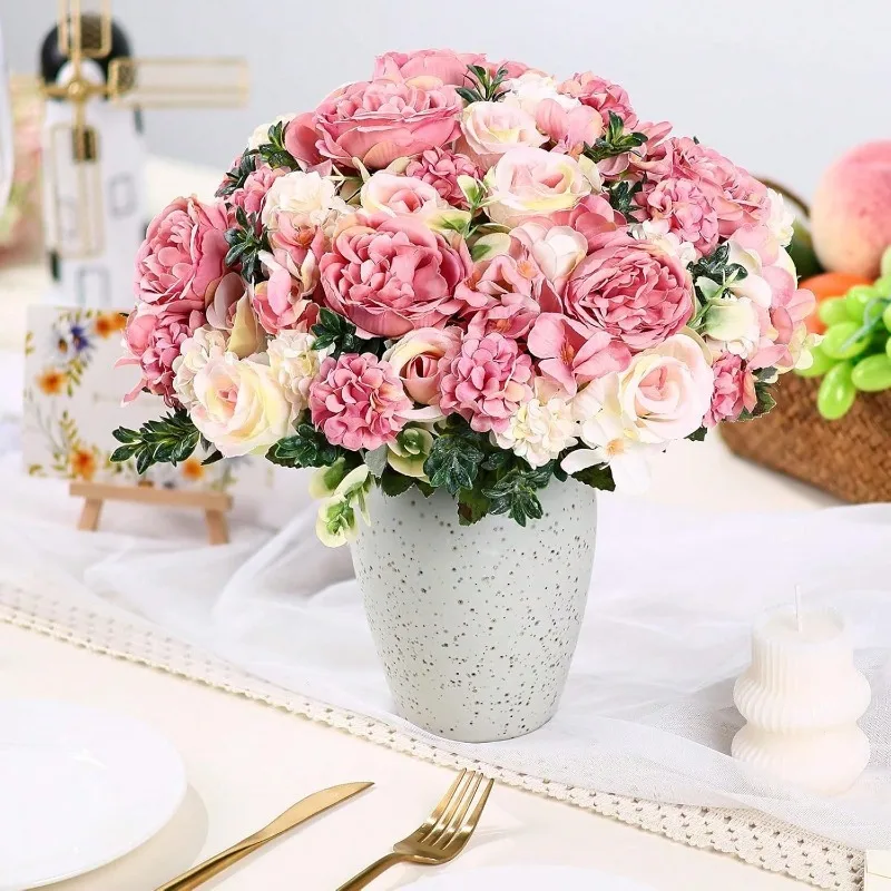 32cm Künstlicher Rosenball Gänseblümchen Seidenblume Heimdekoration Hochzeitsdekoration Festliche Atmosphäre Ornament Vasendeko Pfingstrosen-Bouquet – Detail 4