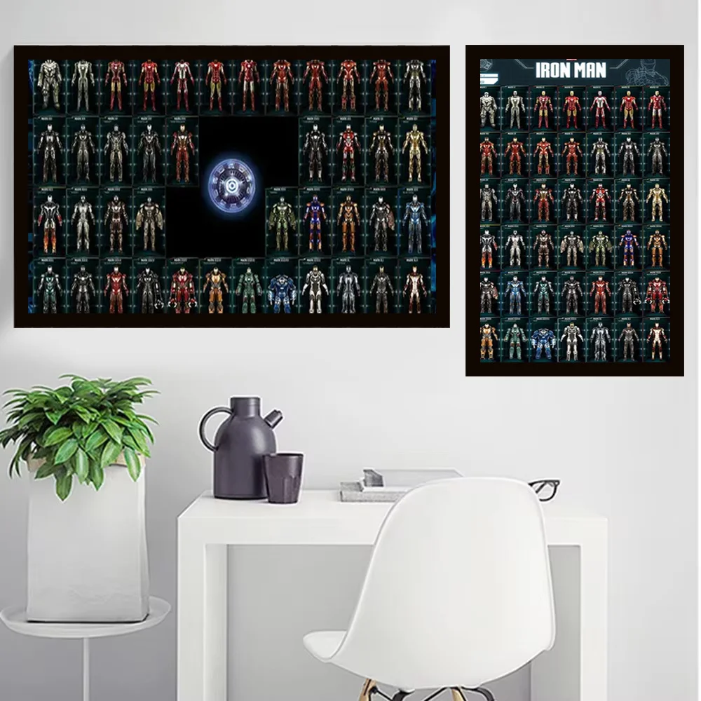 Iron Man All Armor Suits Poster and Prints Disney Cartoon Canvas Painting Wall Art Picture Bathroom Art Decor anime poster