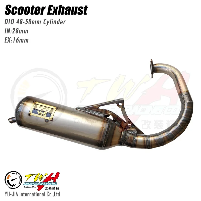 Taiwan Made V8 DIO AF-W005 Motorcycle Racing Muffler Exhaust Pipe For Honda AF17 AF18 AF27 AF28