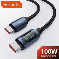 Toocki PD 100W Fast Charging Data Cable Digital Display Type C To Type C Cable For Xiaomi Huawei P30 Pro Samsung Oneplus POCO f3