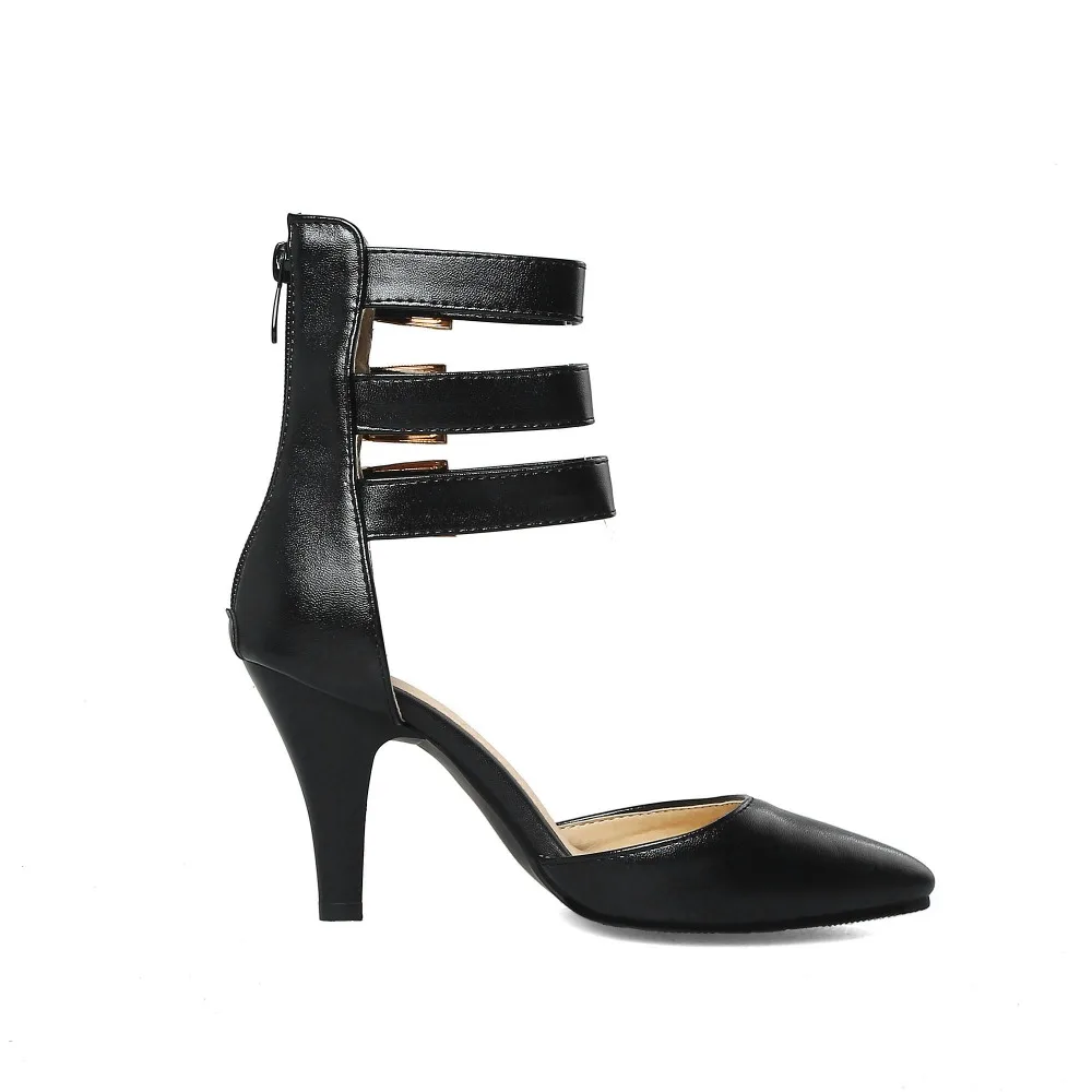 Large Size 46 Summer Women Sandals Sexy High Heel Pointed Toe Straps Gladiator Ankle Boots Red Black Buckle Party Wedding Shoes