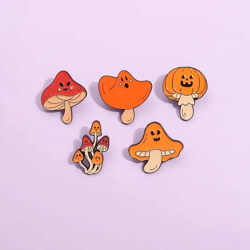 هالوين اليقطين الفطر المينا دبابيس الرعب الشرير البرتقالي شبح دبابيس التلبيب ظهره شارات ديكور مجوهرات هدية للأصدقاء #5