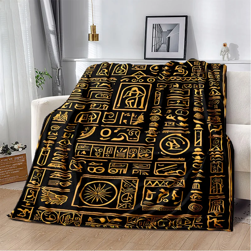 3D Ancient Egyptian Mythological Ideographic Sign Symbols Blanket,Soft Throw Blanket for Home Bedroom Bed Sofa Cover Blanket Kid