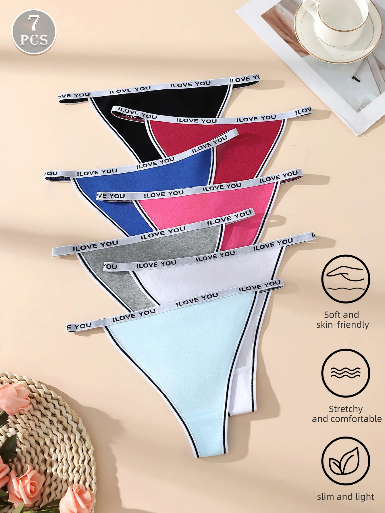 7Pcs Womens Seamless Underwear Low Waist Breathable Quick Drying Antibacterial Soft Cotton Comfortable Triangle Briefs