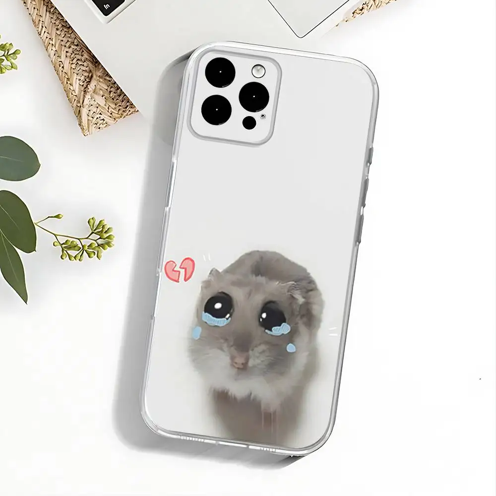 حافظة هاتف Sad Hamster Meme لهاتف iPhone 17,16,15,14,13,12,11 Pro,Max,Plus,X,XS,XR,SE4,E غطاء ناعم شفاف صغير #4