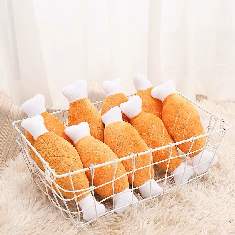 Squeaky Chicken Leg Dog Toys Plush Bite Resistant Interactive Molar Teeth Care Toy For Puppy Adult Dogs Pet Training Supplies - view 5