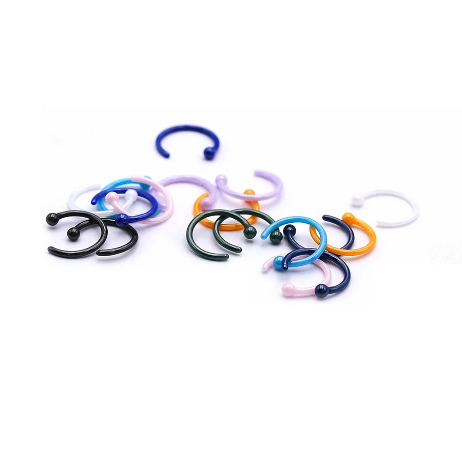 Small Ceramic Needle With Resin C Shape Colorful Design Multi For Choose Anti-allergic Fashion Jewelry