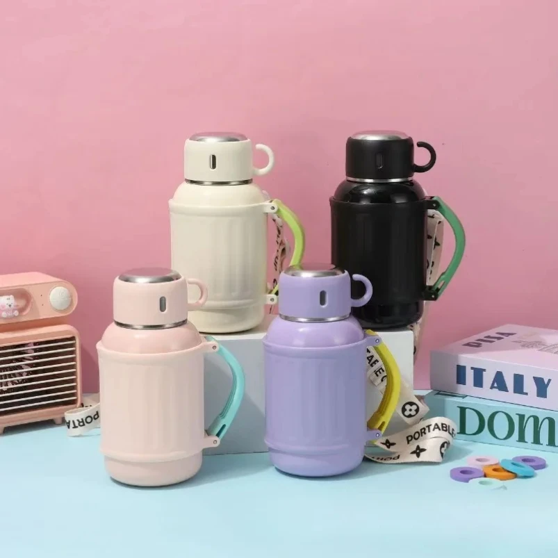 

800ml Large Capacity Pot Big Belly Insulated Bottle Outdoor Portable Diagonal Cross High Beauty Cup