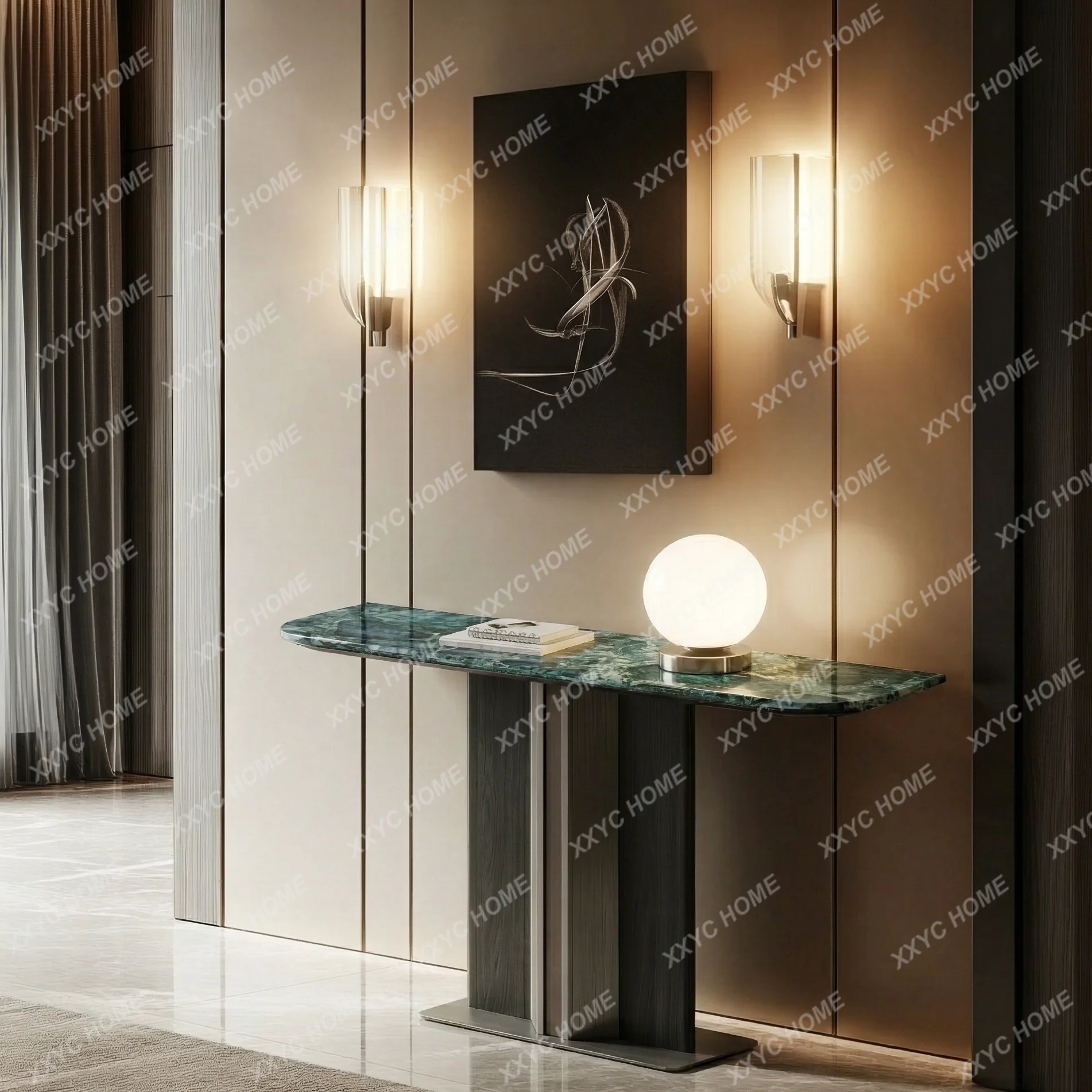 Atmospheric blue jadeite luxury stone entrance table cabinet corridor entry elegant design modern light luxury villa entrance