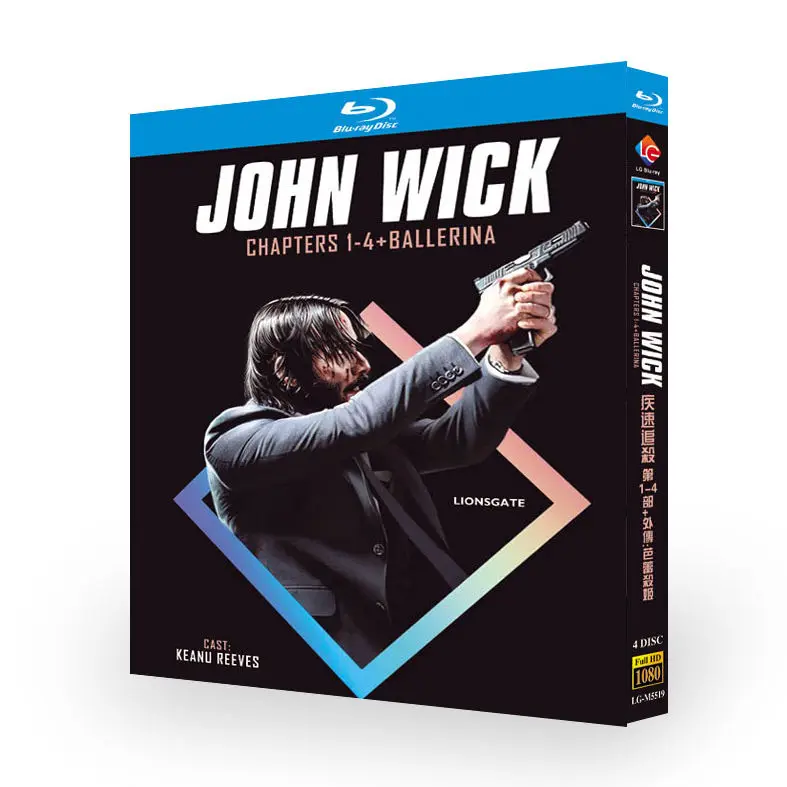 John Wick Volumen 1 a 4 más Spinoff Ballerina Blu-ray, Set de Discos de Película en Alta Definición