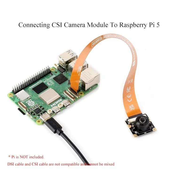 Official CSI FPC Flexible Cable Compatible with Raspberry Pi 5, 200MM/20CM, 22Pin to 15Pin, Suitable for CSI Camera Modules