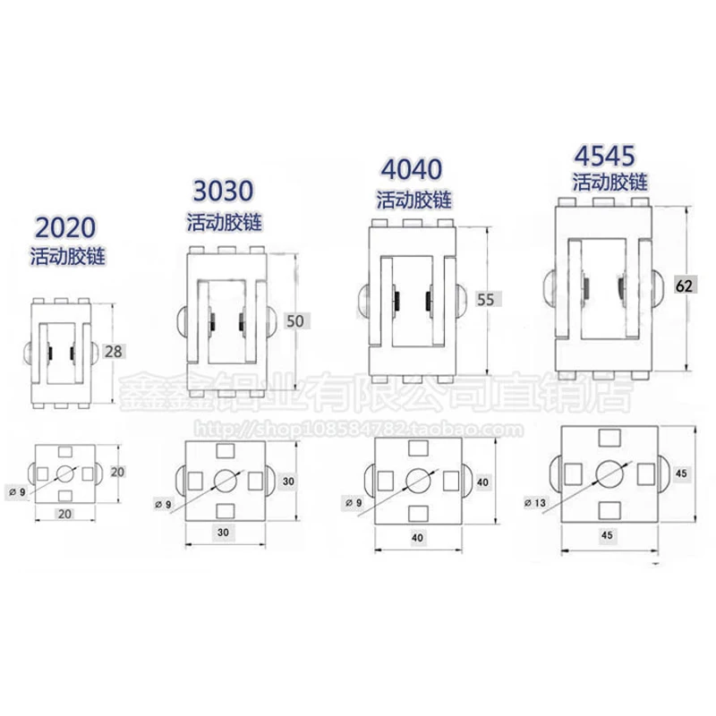2020/3030/4040/4545 Zinc alloy living hinge Aluminum profile fittings Right angle Zinc Alloy Flexible Pivot Joint connector