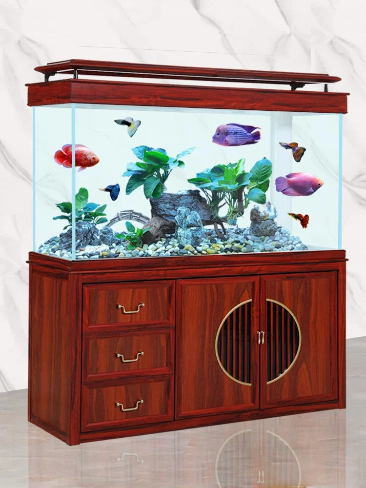 Premium Screen partition wall Chinese aquarium ultra-white glass tank ecological bottom filter dragon fish tank