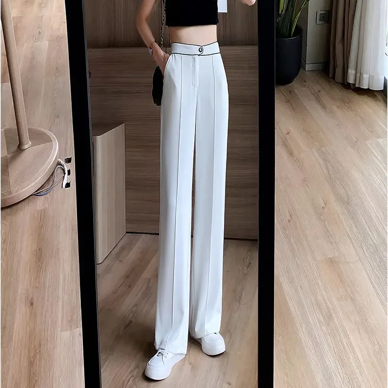 Women's Pants Straight Leg Fluid Female Trousers G Harajuku Outfits Autumn Classic Nylon Slacks Aesthetic Comfortable Stretch