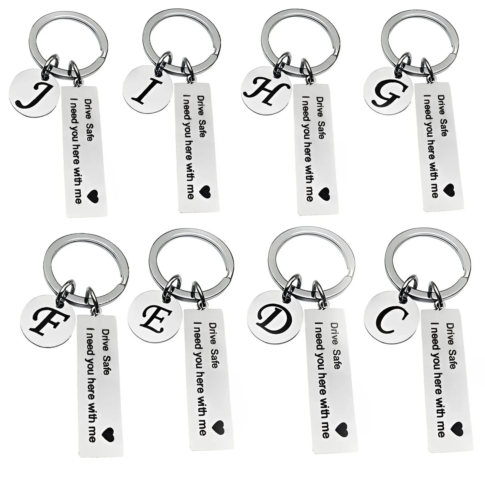 Drive Safe Keychain New Creative Popular A-Z Initials Letter Name Keychain Christmas Birthday Gift Auto Interior Accessories