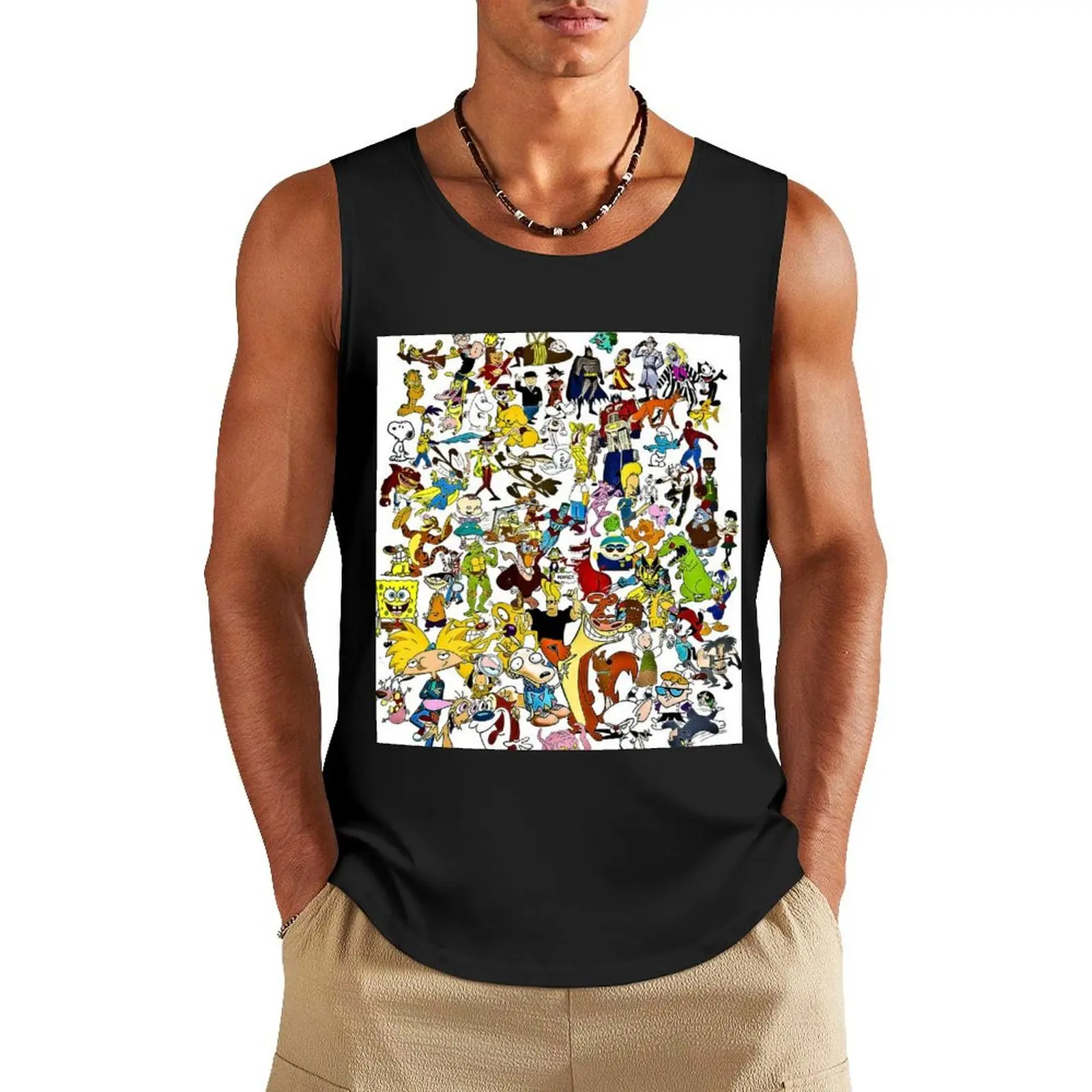 

90s cartoons 80s classic tv kids Tank Top t-shirt gym man sleeveless shirt man gym Muscle fit