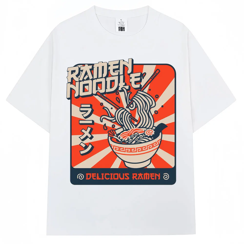 Japanese Style Delicious Ramen Graphic Vintage T Shirts 90s Anime Men Women Fashion T-shirt Men Women Oversized Cotton T-shirts