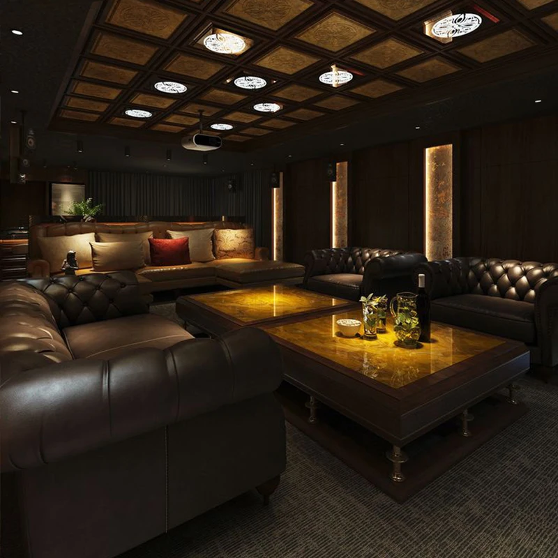 Bar Furniture Sets,Traditional Design Customized Leather U L Shape Sofa Seating Bar Nightclub Cigar VIP Room Lounge Couch Set Co
