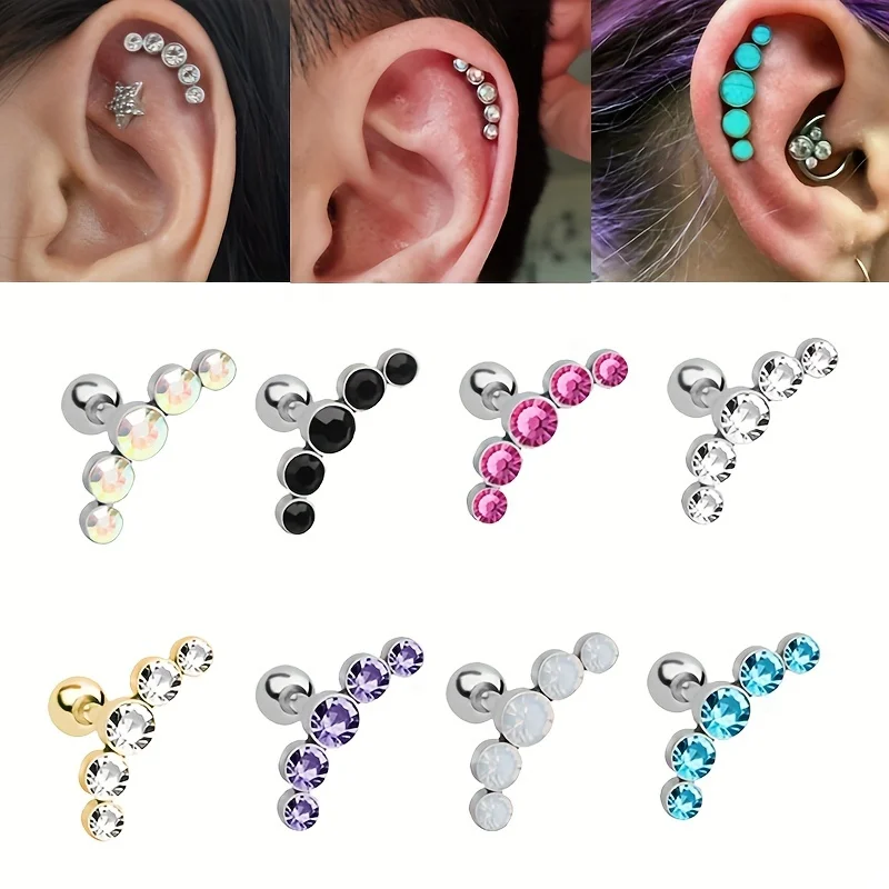 1Pcs 16G Stainless Steel Stud Earrings for Women Girls, Screw Back Cartilage Tragus Conch Helix Earring Piercing Jewelry