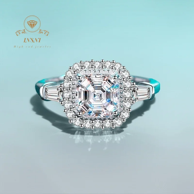 

2CT Moissanite 925 Sterling Silver Ascut Angle Plated PT950 Gold Minimalist Ring Certified Women's Luxury Jewelry for Modern