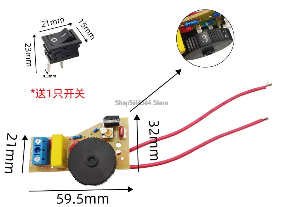 Electric Tool Speed Controller with 6-speed Adjustment Switch - Professional Variable Speed Regulator