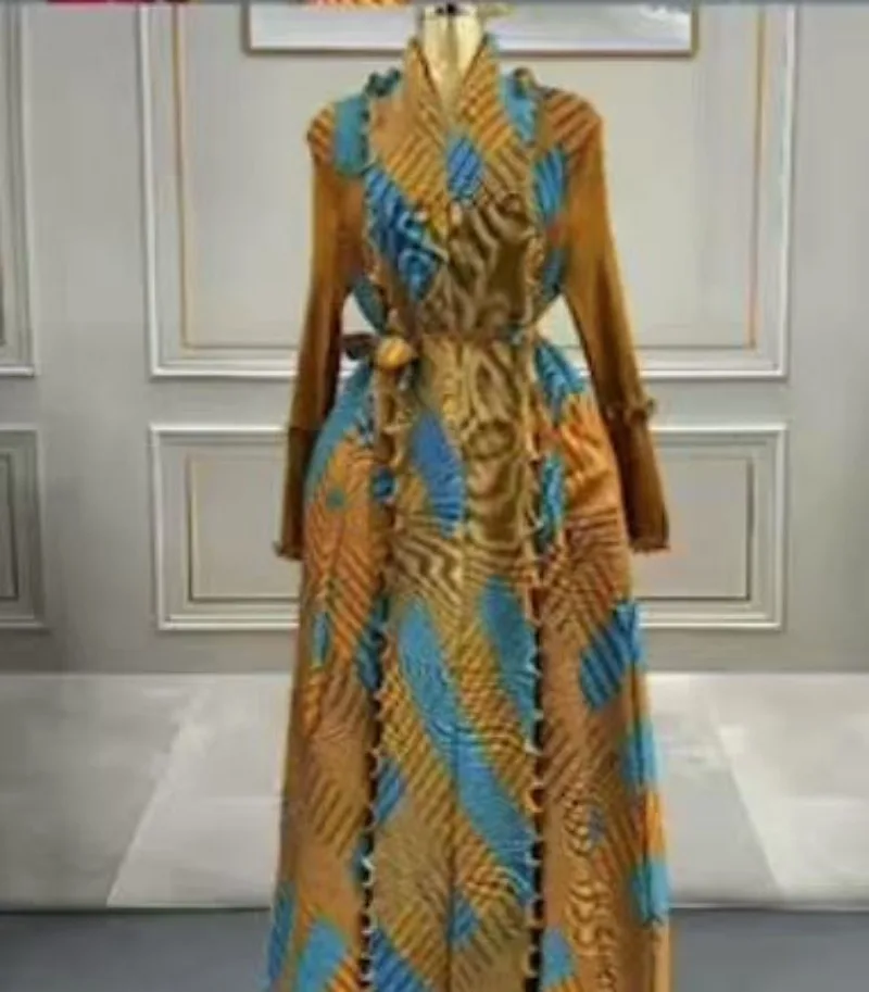 Robe longue ample imprimée trois maisons pour femmes, Trench-Coat à la mode, nouvelle collection africaine 2025