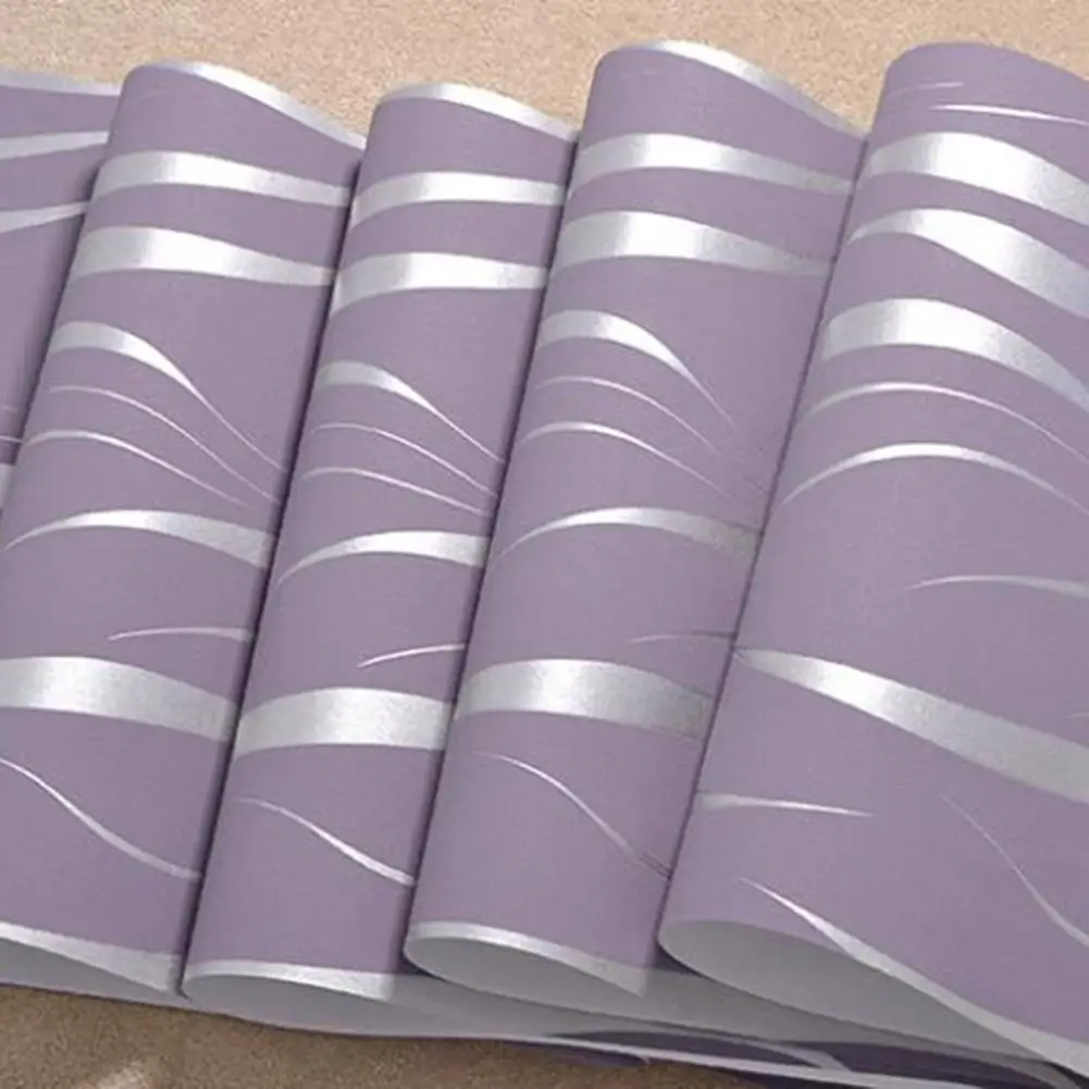 53cm*10M Wall Sticker 3D Abstract Waves Stripes Pattern Dirt-proof Antistatic Decorative Nonwoven Bedroom Wallpaper
