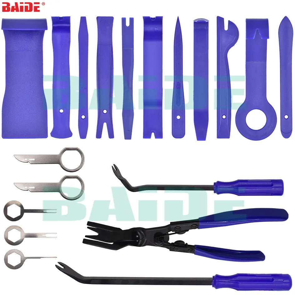 19 قطعة/المجموعة البلاستيك راديو السيارة الباب كليب لوحة الكسوة داش إزالة الصوت حدق أداة إصلاح أدوات السيارات