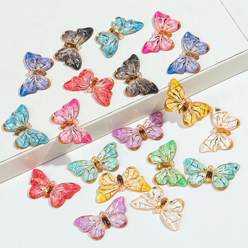 20 teile/los Bunte 18x32 m Schmetterling Acryl Charm Anhänger für DIY Schmuck Machen Halskette Schlüsselbund Ohrring Haarspange zubehör