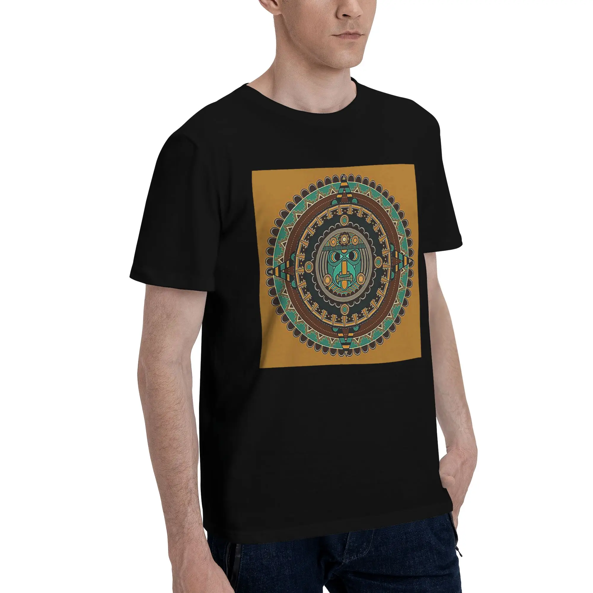 

Aztec Calendar Men T-Shirt Plus Size T Shirts Men's Crew Neck Cotton Tees Short Summer Male